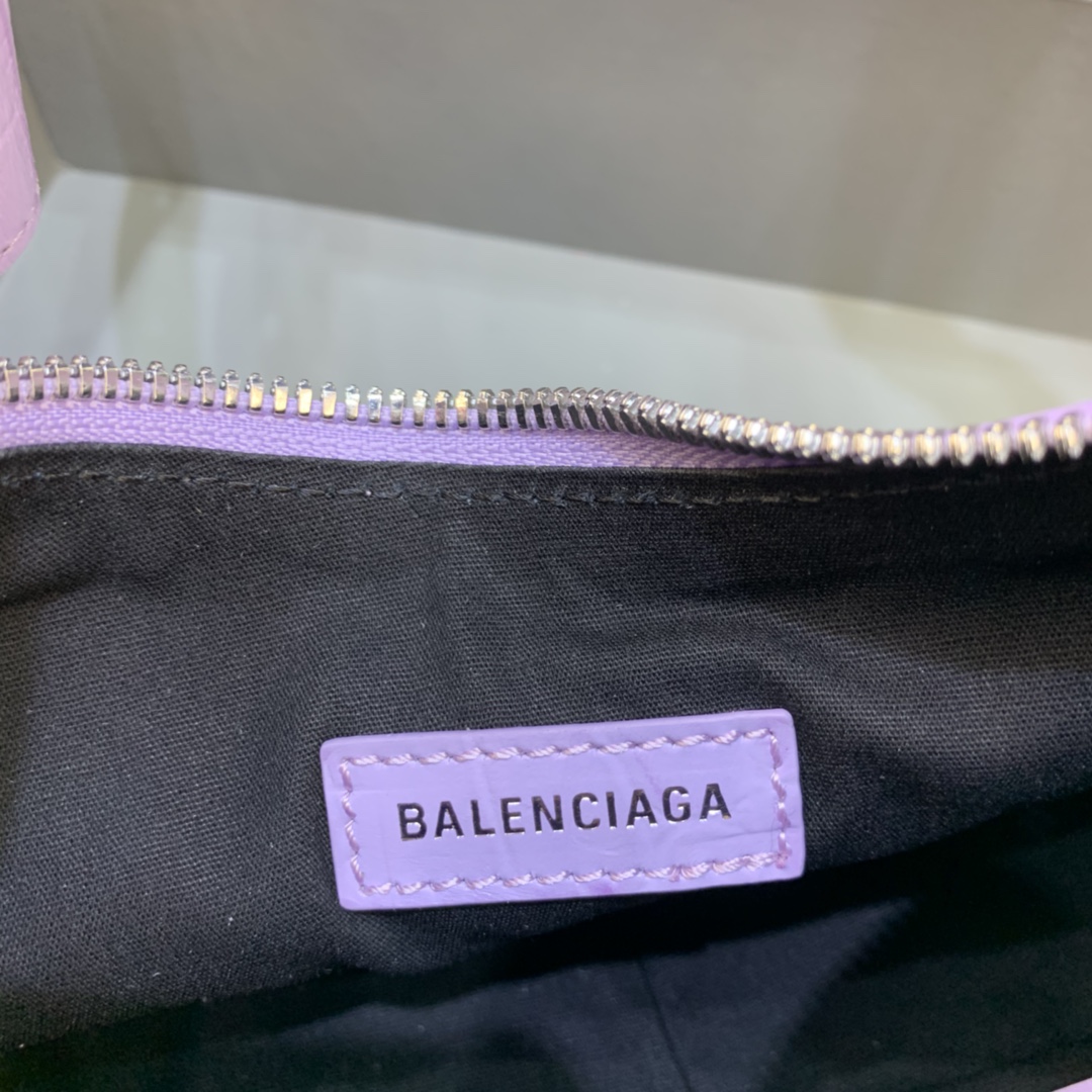 Balenciaga Le Cagole XS Shoulder Bag Crocodile Embossed Light Purple 